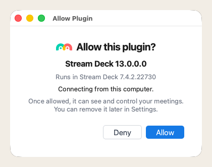 Allowing a Stream Deck plugin