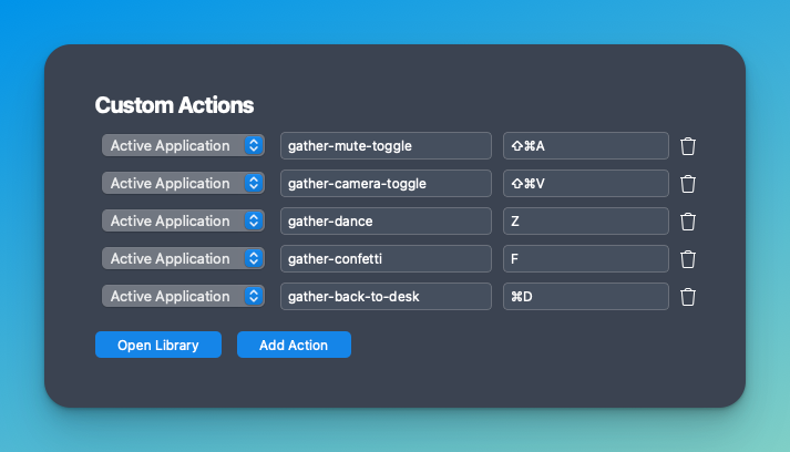 custom actions setup