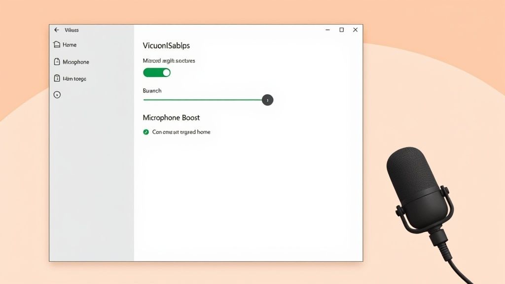 A person using a Mac laptop for a video call, illustrating the need for clear audio.