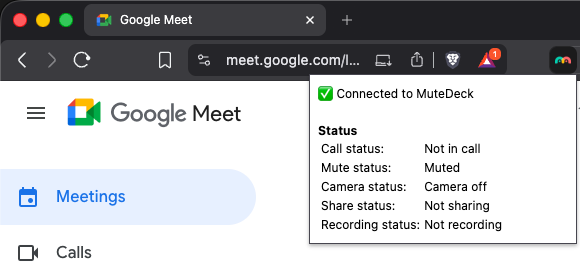 Browser extension status