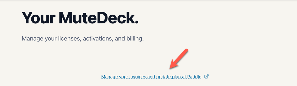 License portal Paddle customer portal screenshot