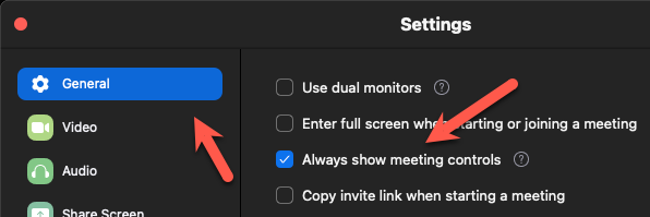 Zoom always show meeting controls