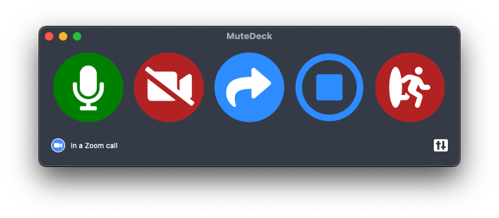 Screenshot of MuteDeck in a Zoom call